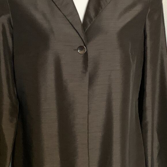 Vintage AGB Byer California Black Midi Overcoat Jacket Sz 16 Made Hong Kong 90s - Picture 5 of 8